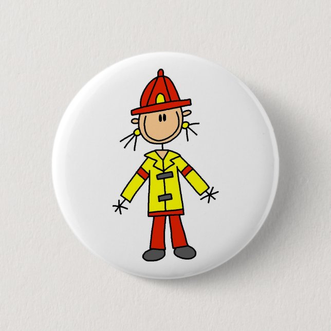 Stick Figure Firefighter Button (Front)