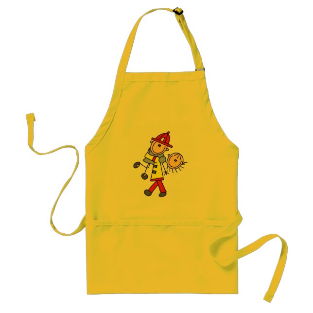 Stick Figure Firefighter Saving Lives Apron (Front)