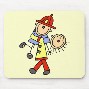 Stick Figure Firefighter Saving Lives Mouse Pad