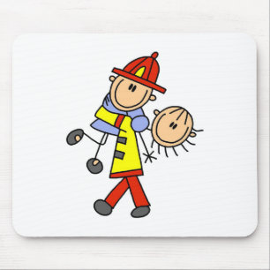 Stick Figure Firefighter Saving Lives Mousepad