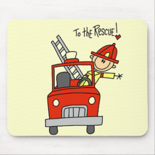 Stick Figure Firefighter to the Rescue Mouse Pad