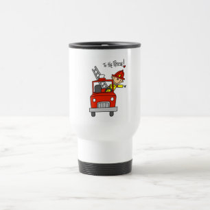Stick Figure Firefighter to the Rescue Travel Mug