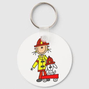 Stick Figure Firefighter with Dalmation Key Ring
