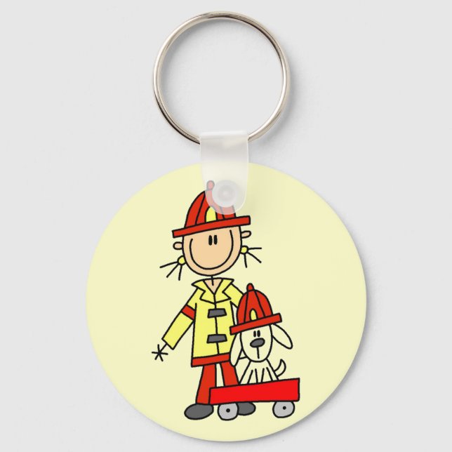 Stick Figure Firefighter with Dalmation Key Ring (Front)