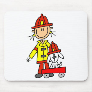 Stick Figure Firefighter with Dalmation Mouse Pad