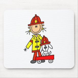 Stick Figure Firefighter with Dalmation Mousepad