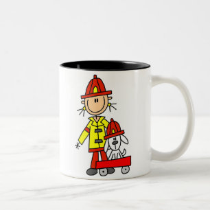 Stick Figure Firefighter with Dalmation Mug