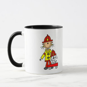 Stick Figure Firefighter with Dalmation Mug