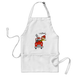 Stick Figure Firefighter with Fire Engine Apron