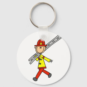 Stick Figure Firefighter with Ladder Key Ring