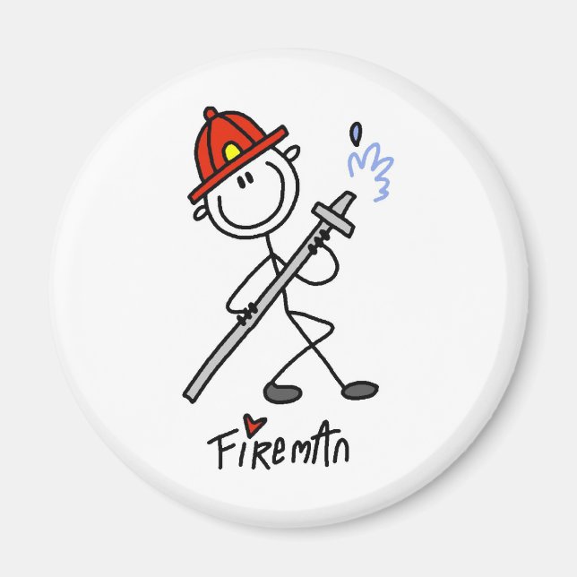Stick Figure Fireman Magnet (Front)