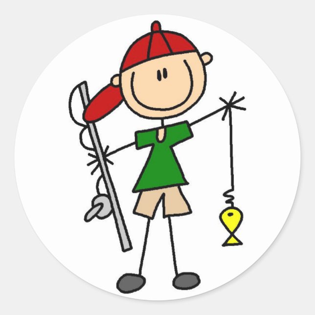 Stick Figure Fishing Sticker (Front)