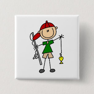 Stick Figure Fishing Tshirts and Gifts 15 Cm Square Badge