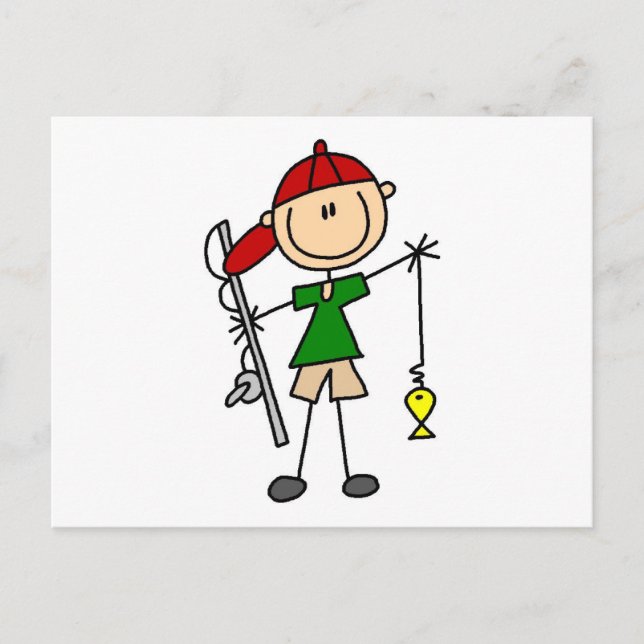 Stick Figure Fishing Tshirts and Gifts Postcard (Front)