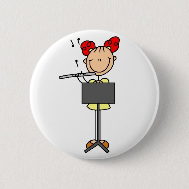 Stick Figure Flute Button (Front)