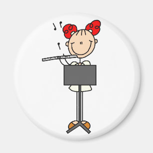 Stick Figure Flute Magnet