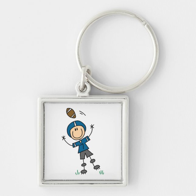 Stick Figure Football Blue Key Ring (Front)