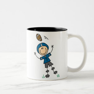 Stick Figure Football Blue Two-Tone Coffee Mug