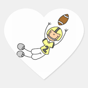 Stick Figure Football Yellow Heart Sticker