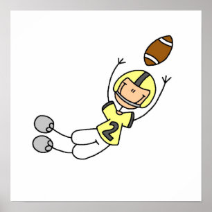 Stick Figure Football Yellow Poster