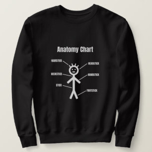 Stick Figure Funny Stickman Anatomy Chart Sweatshirt