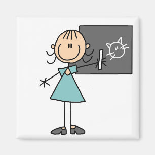 Stick Figure Girl at Chalk Board Magnet