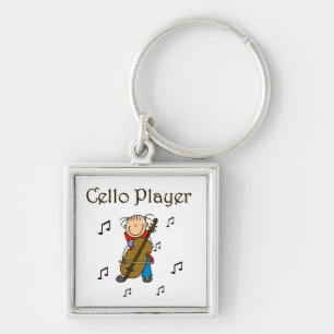 Stick Figure Girl Cello Player T-shirts and Gifts Key Ring