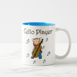 Stick Figure Girl Cello Player T-shirts and Gifts Two-Tone Coffee Mug