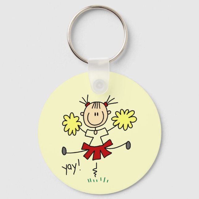 Stick Figure Girl Cheerleader Tshirts and Gifts Key Ring (Front)