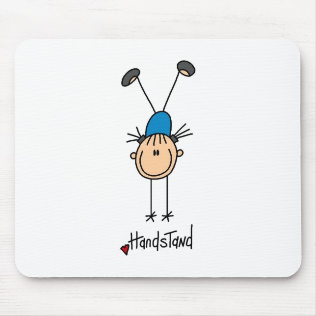 Stick Figure Girl Doing Handstands Mousepad (Front)
