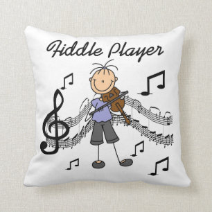 Stick Figure Girl Fiddle Player Tshirts and Gifts Cushion