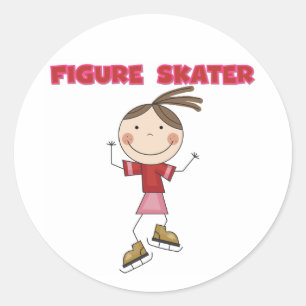 Stick Figure Girl Figure Skater Tshirts and Gifts Classic Round Sticker