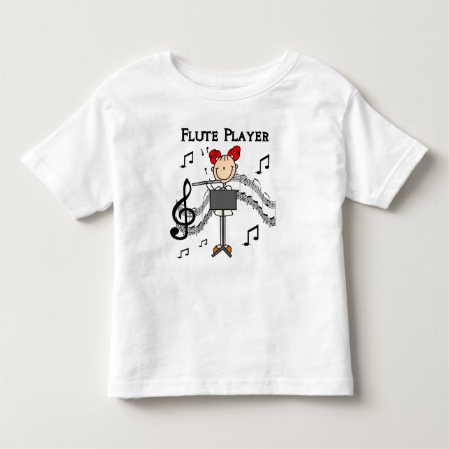 Stick Figure Girl Flute Player Tshirts and Gifts (Front)