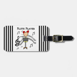 Stick Figure Girl Flute Player Tshirts and Gifts Luggage Tag