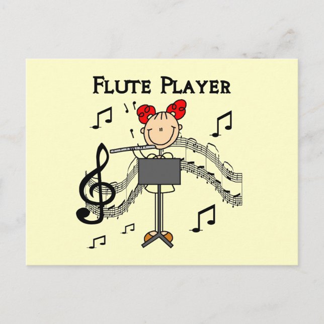 Stick Figure Girl Flute Player Tshirts and Gifts Postcard (Front)
