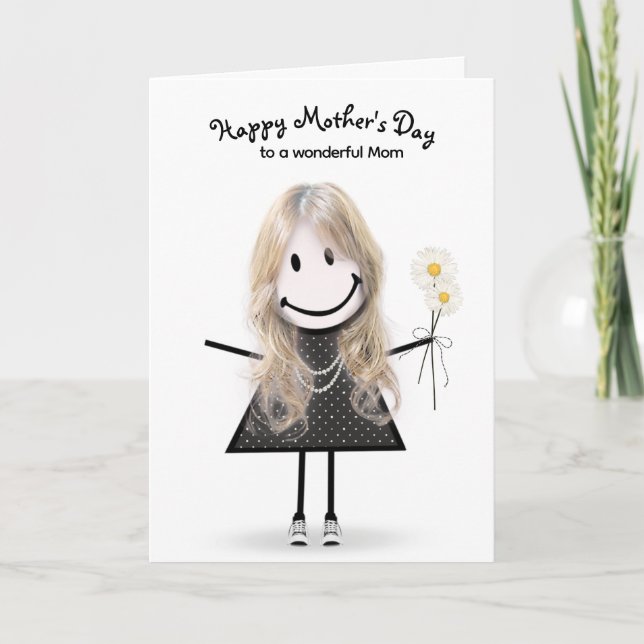 Stick Figure Girl for Mother's Day  Card (Front)