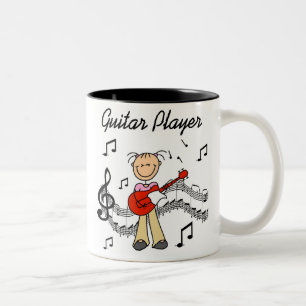 Stick Figure Girl Guitar Player T-shirts and Gifts Two-Tone Coffee Mug
