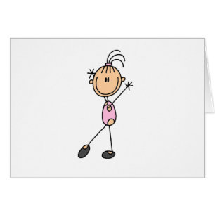 Stick Figure Girl Gymnast in Pink Cards