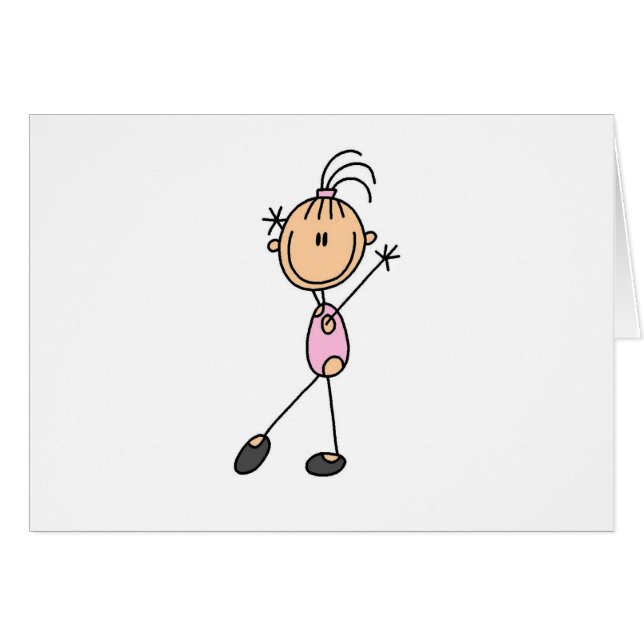 Stick Figure Girl Gymnast in Pink Cards (Front Horizontal)