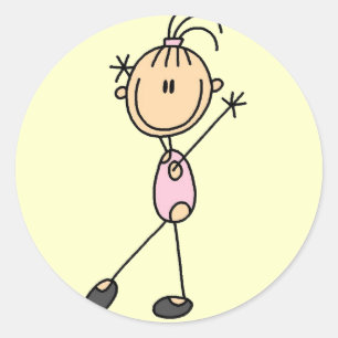 Stick Figure Girl Gymnast Tshirts and Gifts Classic Round Sticker