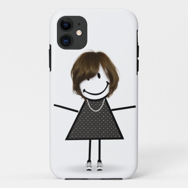 Stick Figure Girl In Sneakers with Hair  Case-Mate iPhone Case (Back)