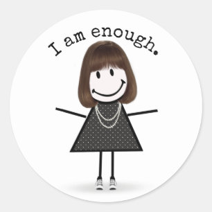 Stick Figure Girl In Sneakers with Quote Classic Round Sticker