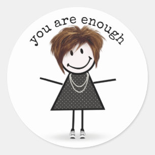 Stick Figure Girl In Sneakers with Quote Classic Round Sticker