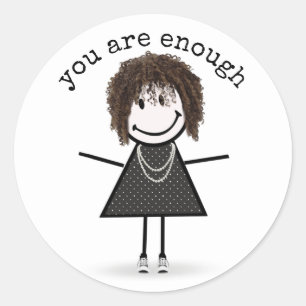 Stick Figure Girl In Sneakers with Quote Classic Round Sticker