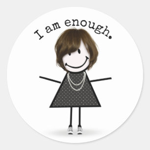 Stick Figure Girl In Sneakers with Quote Classic Round Sticker