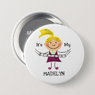 Stick Figure Girl It's My Birthday 7.5 Cm Round Badge