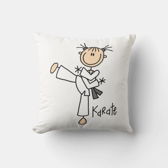 Stick Figure Girl Karate T-shirts and Gifts Cushion (Front)