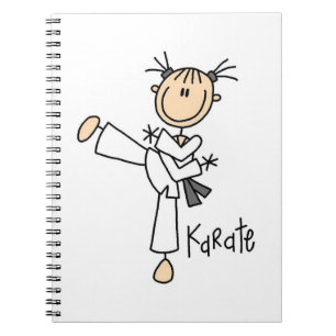 Stick Figure Girl Karate T-shirts and Gifts Spiral Notebook