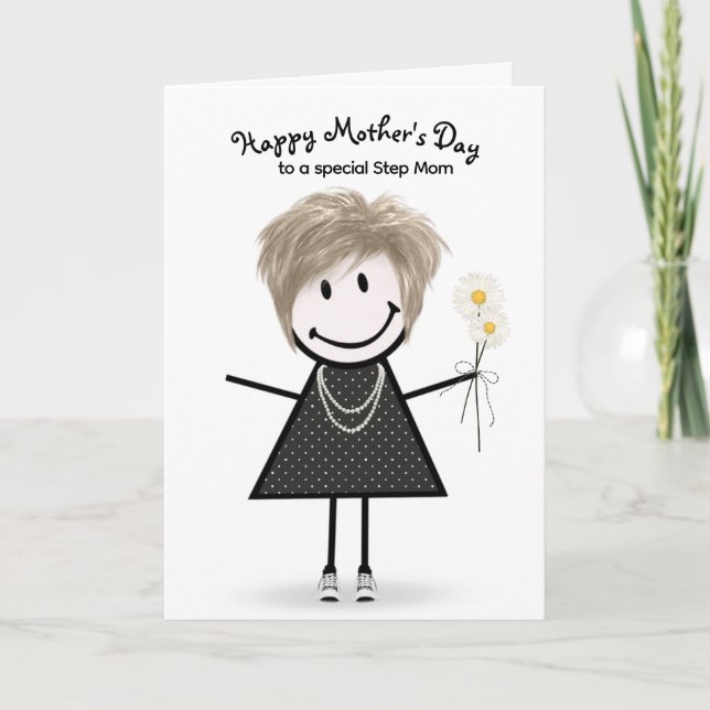 Stick Figure Girl Mother's Day for Stepmom  Card (Front)