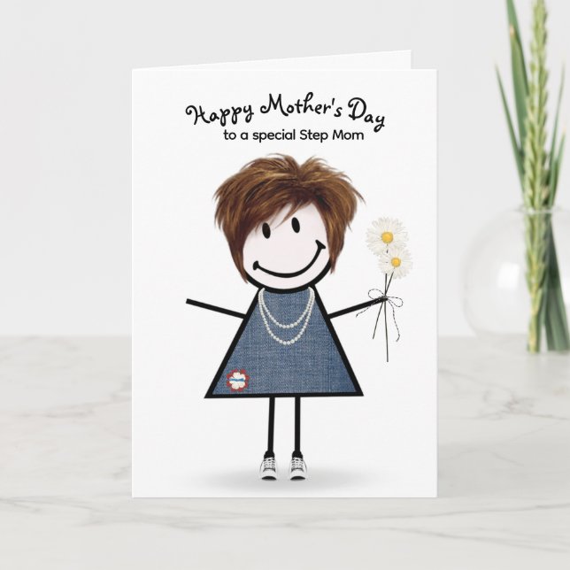 Stick Figure Girl Mother's Day for Stepmom   Card (Front)